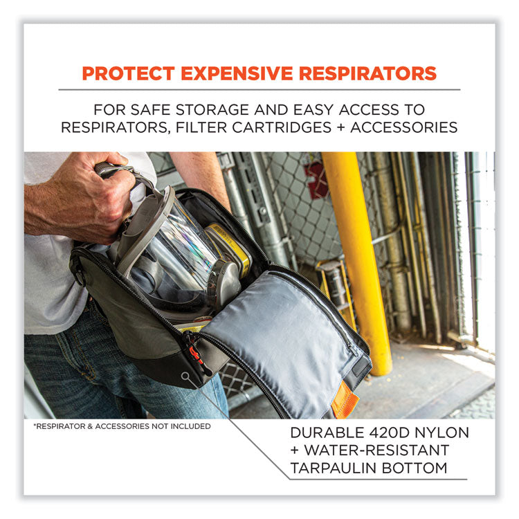 Arsenal 5185 Full Respirator Bag with Zipper Magnetic Closure, 5.5 x 9.5 x 9.5, Gray