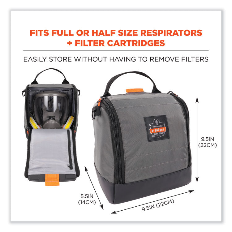 Arsenal 5185 Full Respirator Bag with Zipper Magnetic Closure, 5.5 x 9.5 x 9.5, Gray