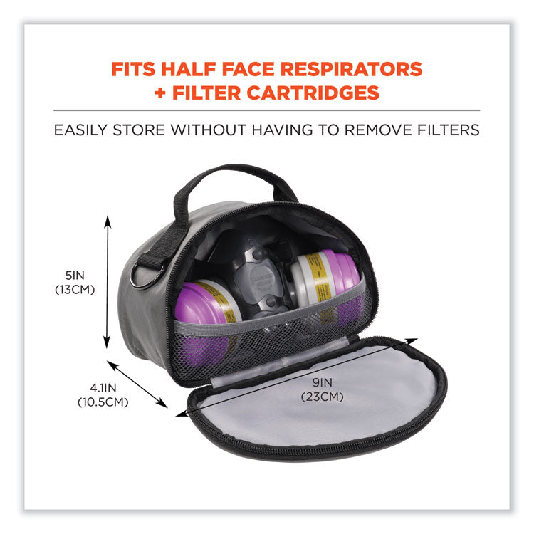 Arsenal 5187 Clamshell Half Respirator Bag with Zipper Closure, 4 x 9 x 5, Gray