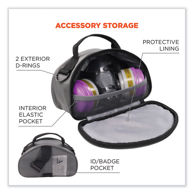 Arsenal 5187 Clamshell Half Respirator Bag with Zipper Closure, 4 x 9 x 5, Gray