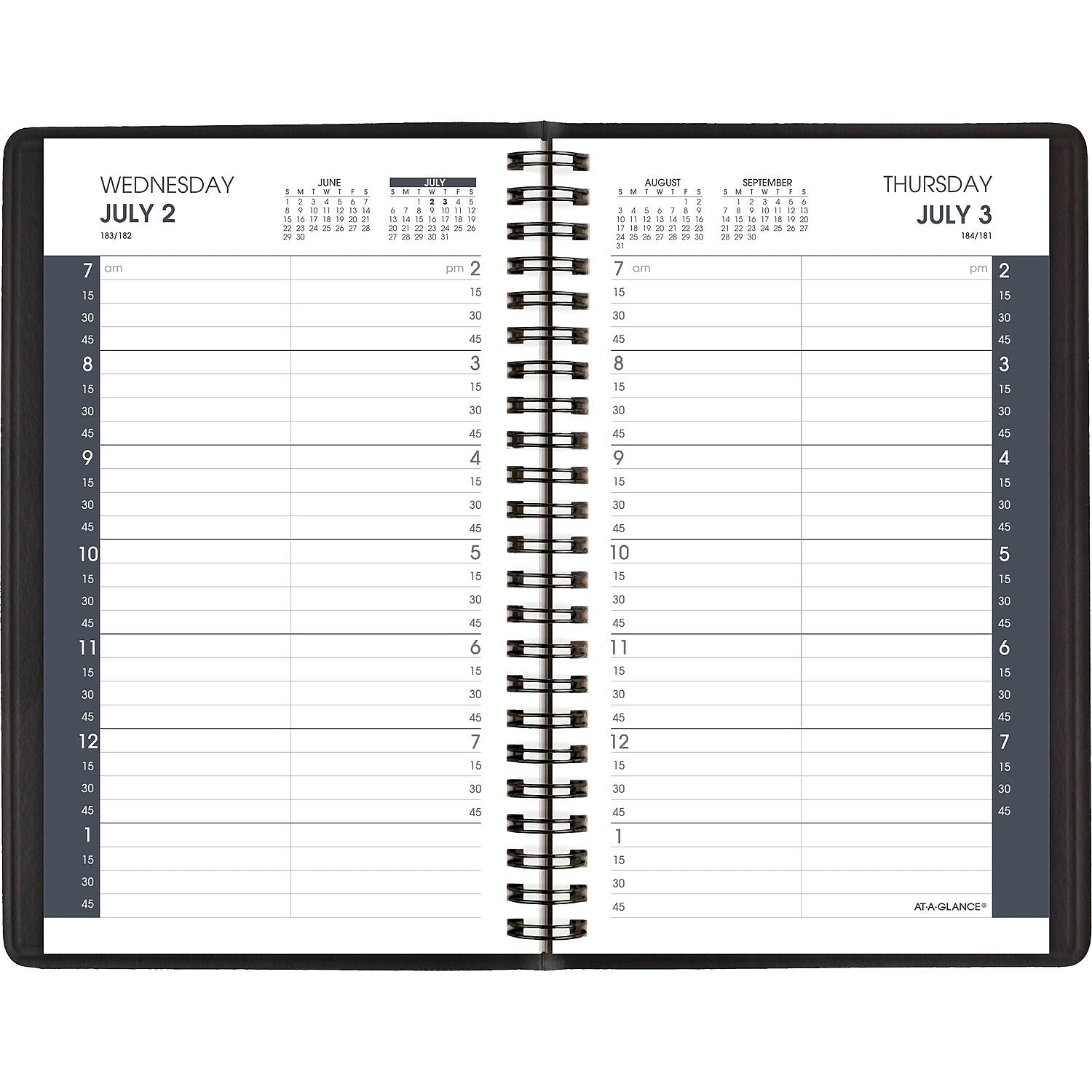 2025-2026 AT-A-GLANCE 5" x 8" Academic Year Daily Planner, Faux Leather Cover, Black (70-807-05-26)