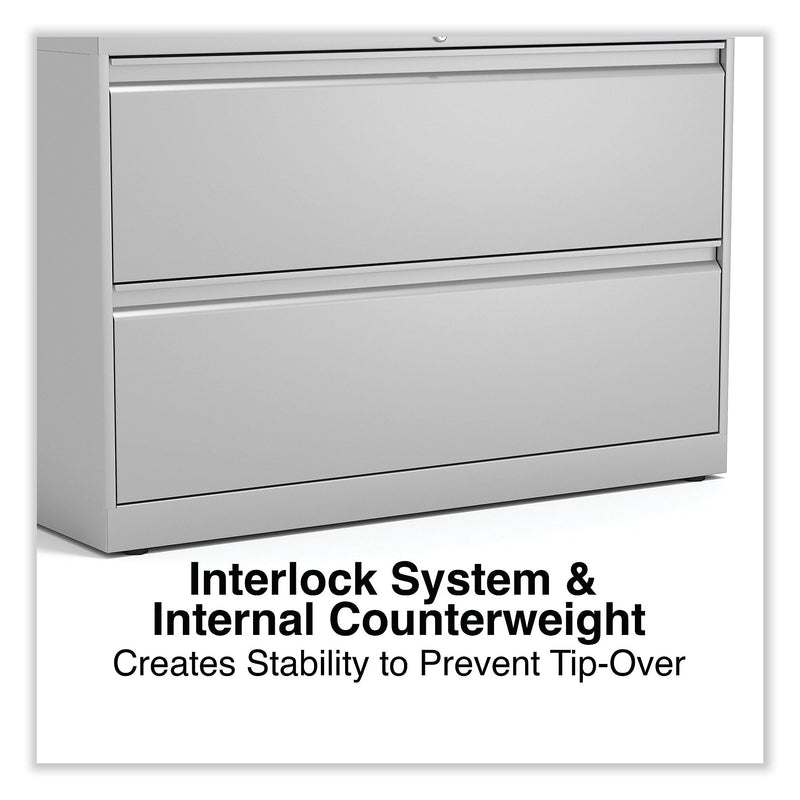 Alera 2-Drawer Lateral File Cabinet, Letter/Legal Size, 42" x 18.63" x 28", Light Gray (ALEHLF4229LG)