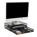Mind Reader Monitor Stand with Office Supplies Included, Black (MONSET-BLK)