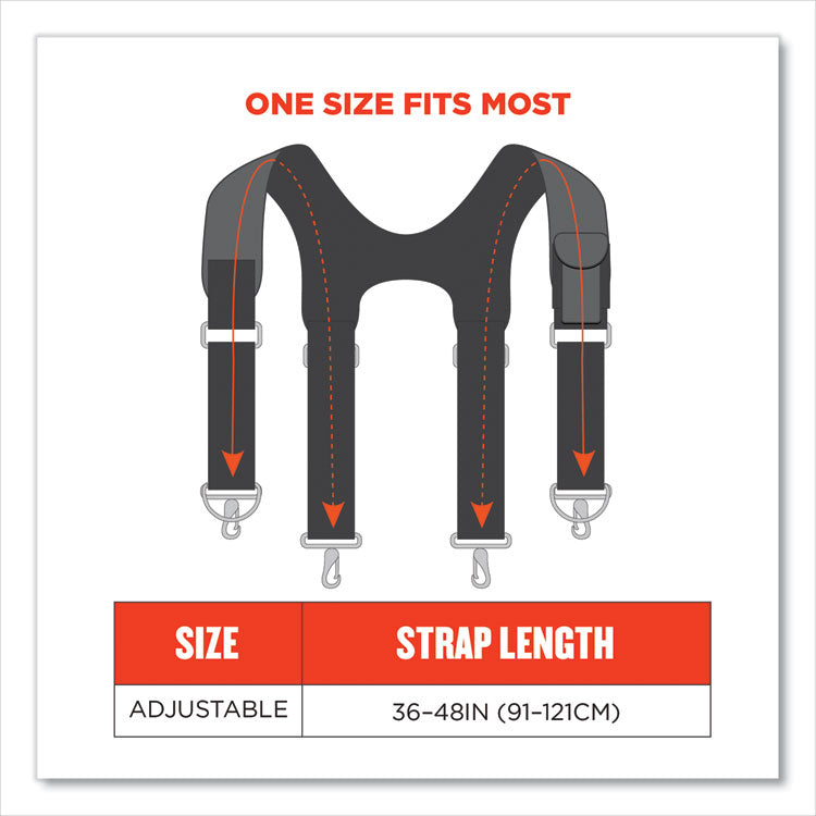 Arsenal 5560 Padded Tool Belt Suspenders, 36" to 48" Waist, 3" Wide, Polyester, Gray