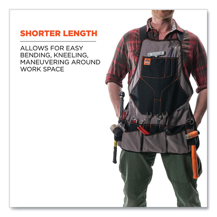 Arsenal 5704 Canvas Tool Apron, 22 Compartments, 25.5 x 28, Canvas, Gray
