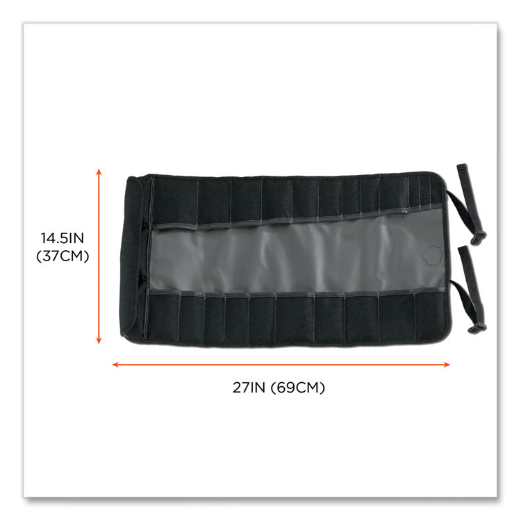 Arsenal 5870 Tool Roll-Up, 25 Compartments, 27 x 14.5, Polyester, Gray