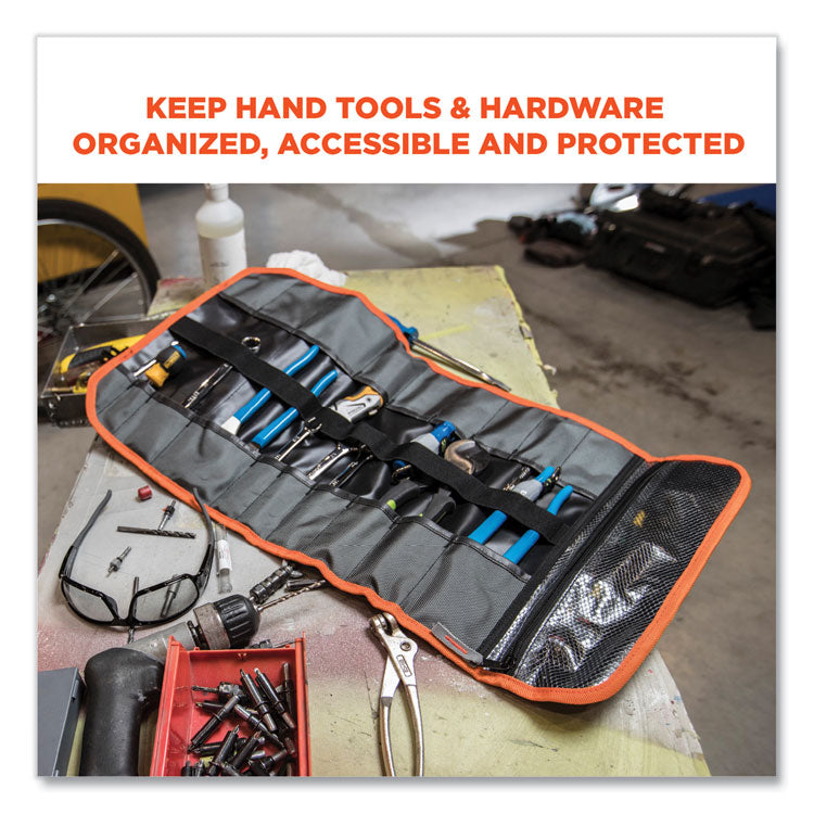 Arsenal 5871 Polyester Tool Roll Up, 21 Compartments, 27 x 14, Polyester, Black