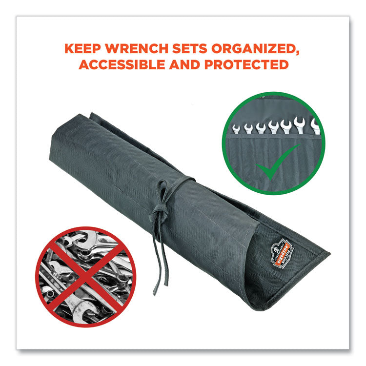 Arsenal 5872 Wrench Roll-Up, 14 Compartments, 26 x 22, Polyester, Gray