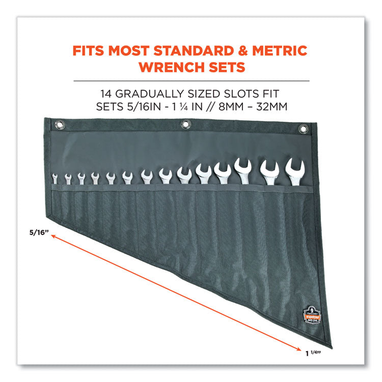 Arsenal 5872 Wrench Roll-Up, 14 Compartments, 26 x 22, Polyester, Gray