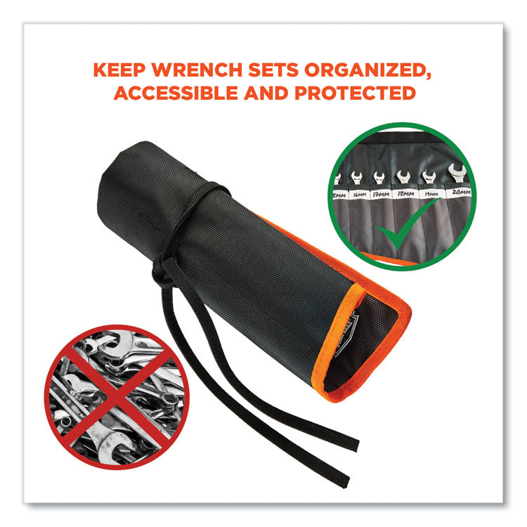 Arsenal 5873 Polyester Wrench Roll Up, 14 Compartments, 26.5 x 16.5, Polyester, Black