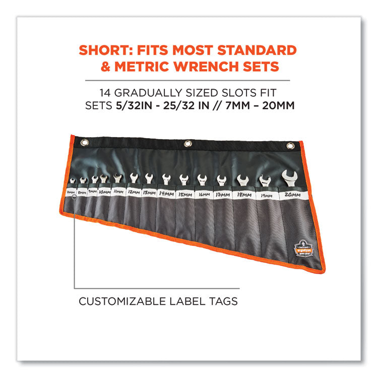 Arsenal 5873 Polyester Wrench Roll Up, 14 Compartments, 26.5 x 16.5, Polyester, Black