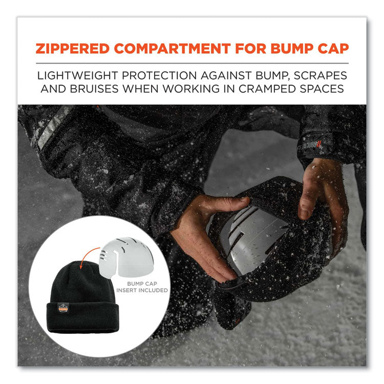 N-Ferno 6811ZI Rib Knit Hat + Bump Cap Insert, One Size Fits Most, Black