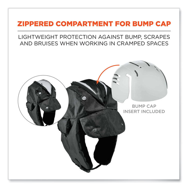 N-Ferno 6802ZI Zipper Trapper Hat + Universal Bump Cap, S/M, Black