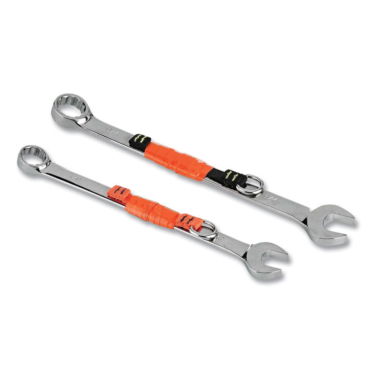 Squids 3700 Nylon Webbing Tool Tails with D-Rings, 2lb Max Working Capacity, 4.5" Long, Orange/Black, 6/Pack, 10 Packs/Carton