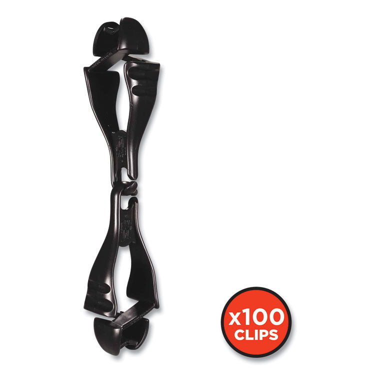 Squids 3400 Glove Clip Holder with Dual Clips, 1 x 1 x 6.5, Acetal Copolymer, Black, 100/Carton