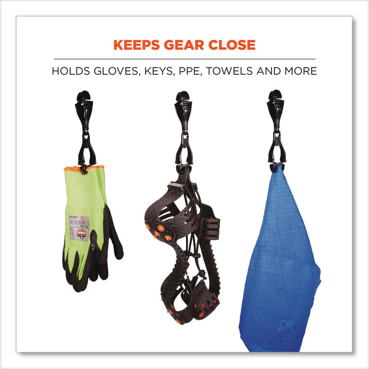 Squids 3400 Glove Clip Holder with Dual Clips, 1 x 1 x 6.5, Acetal Copolymer, Black, 100/Carton