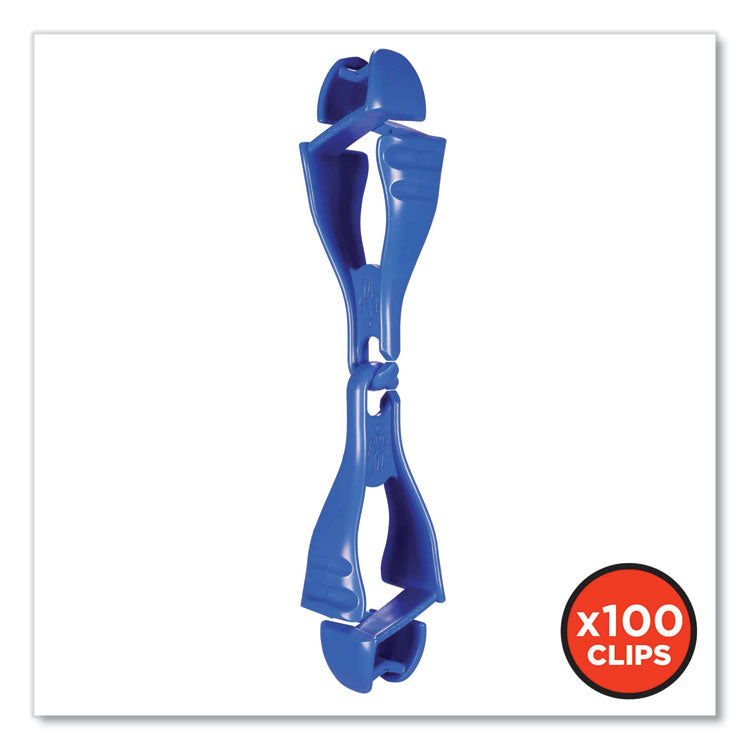Squids 3400 Glove Clip Holder with Dual Clips, 1 x 1 x 6.5, Acetal Copolymer, Blue, 100/Carton