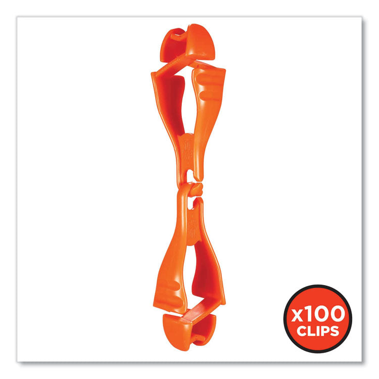 Squids 3400 Glove Clip Holder with Dual Clips, 1 x 1 x 6.5, Acetal Copolymer, Orange, 100/Carton