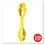 Squids 3400 Glove Clip Holder with Dual Clips, 1 x 1 x 6.5, Acetal Copolymer, Lime, 100/Carton