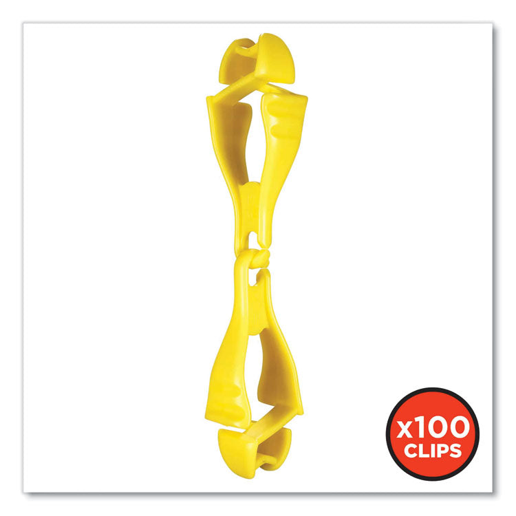 Squids 3400 Glove Clip Holder with Dual Clips, 1 x 1 x 6.5, Acetal Copolymer, Lime, 100/Carton