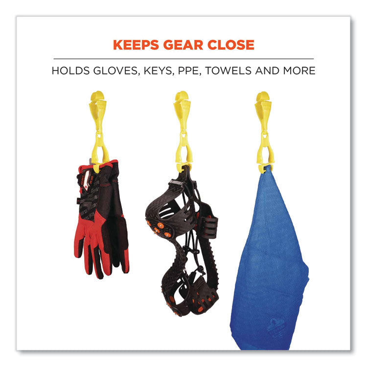 Squids 3400 Glove Clip Holder with Dual Clips, 1 x 1 x 6.5, Acetal Copolymer, Lime, 100/Carton