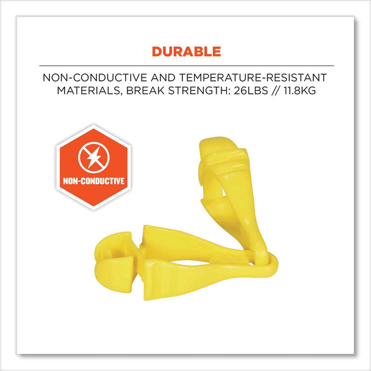 Squids 3400 Glove Clip Holder with Dual Clips, 1 x 1 x 6.5, Acetal Copolymer, Lime, 100/Carton