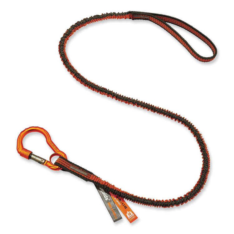 Squids 3100F(x) Tool Lanyard with Aluminum Carabiner + Loop, 10 lb Max Working Capacity, 38" to 48" Long, Orange/Gray