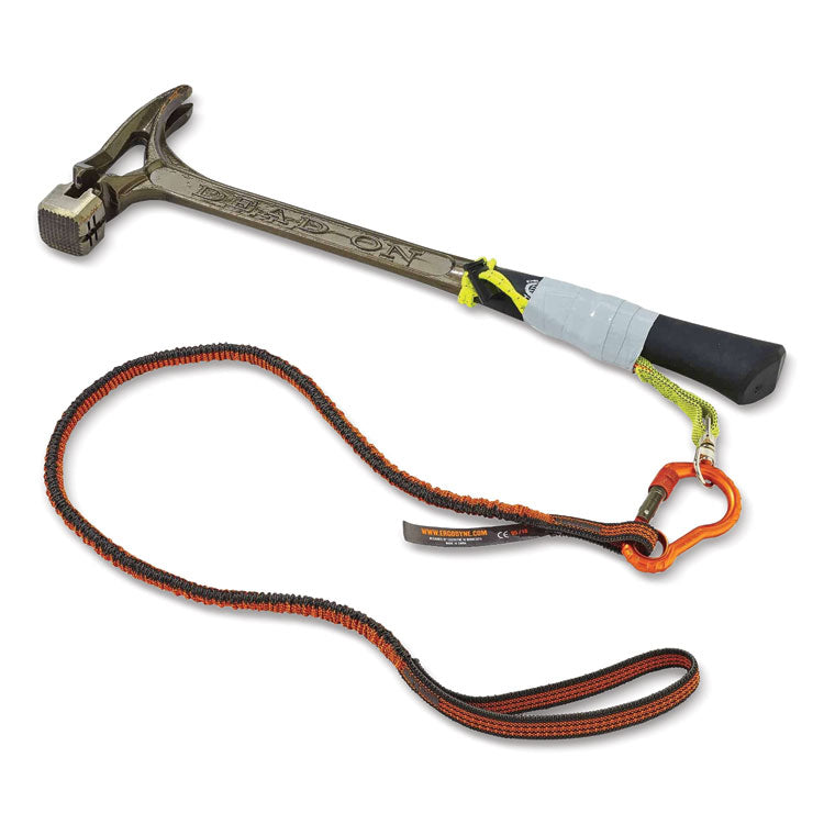 Squids 3100F(x) Tool Lanyard with Aluminum Carabiner + Loop, 10 lb Max Working Capacity, 38" to 48" Long, Orange/Gray