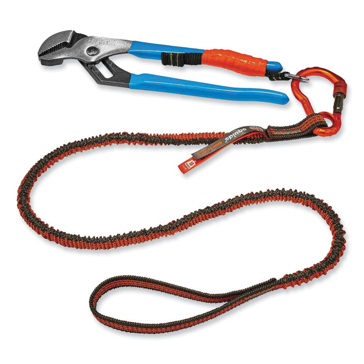 Squids 3100F(x) Tool Lanyard with Aluminum Carabiner + Loop, 10 lb Max Working Capacity, 38" to 48" Long, Orange/Gray