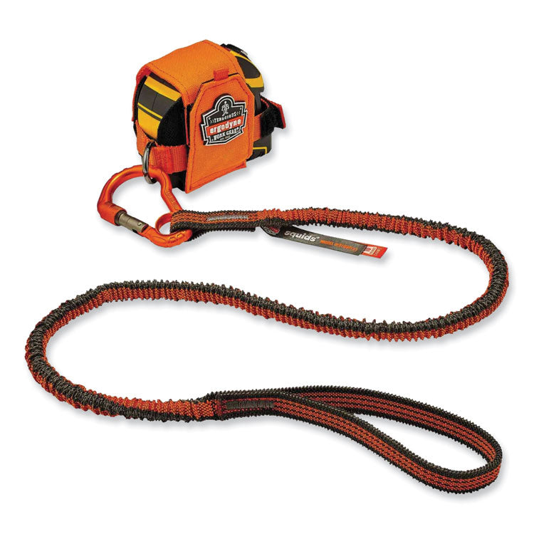Squids 3100F(x) Tool Lanyard with Aluminum Carabiner + Loop, 10 lb Max Working Capacity, 38" to 48" Long, Orange/Gray