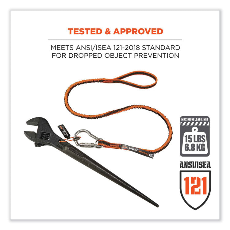 Squids 3101F(x) Tool Lanyard with Stainless-Steel Carabiner + Loop, 15 lb Max Working Capacity, 38" to 48" Long