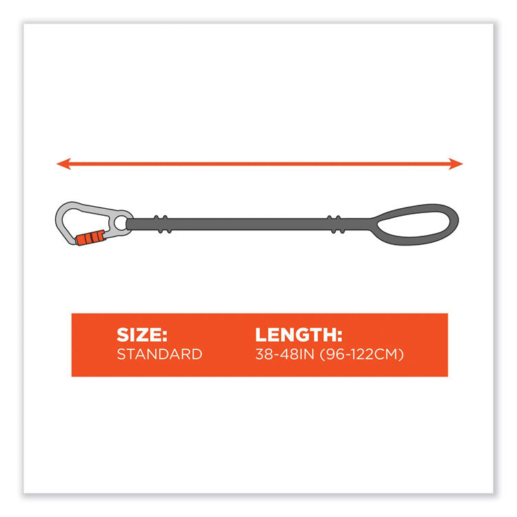 Squids 3101F(x) Tool Lanyard with Stainless-Steel Carabiner + Loop, 15 lb Max Working Capacity, 38" to 48" Long