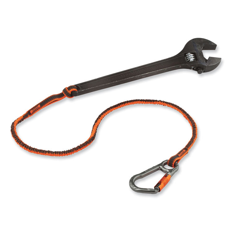 Squids 3108F(x)Tool Lanyard with Locking Aluminum Carabiner + Loop, 15 lb Max Working Capacity, 38" to 48" Long, Orange/Gray