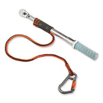 Squids 3108F(x)Tool Lanyard with Locking Aluminum Carabiner + Loop, 15 lb Max Working Capacity, 38" to 48" Long, Orange/Gray