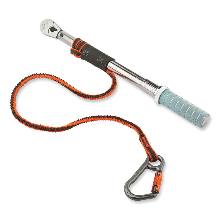 Squids 3108F(x)Tool Lanyard with Locking Aluminum Carabiner + Loop, 15 lb Max Working Capacity, 38" to 48" Long, Orange/Gray