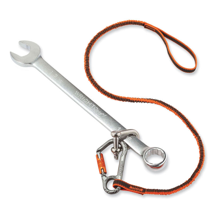 Squids 3108F(x)Tool Lanyard with Locking Aluminum Carabiner + Loop, 15 lb Max Working Capacity, 38" to 48" Long, Orange/Gray