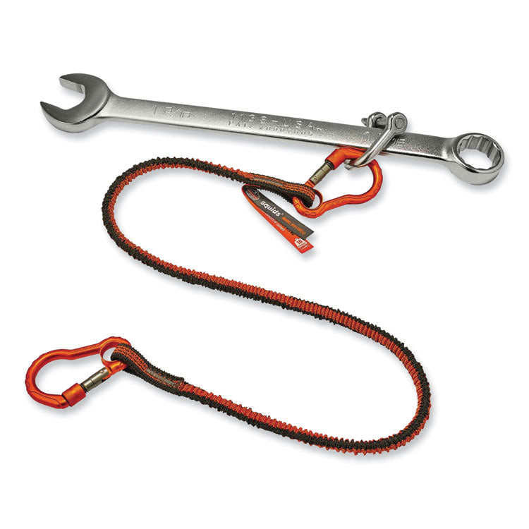 Squids 3110F(x) Tool Lanyard with Aluminum Carabiners, 10 lb Max Working Capacity, 38" to 48" Long, Orange/Gray