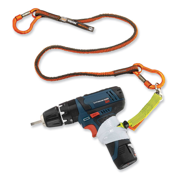 Squids 3110F(x) Tool Lanyard with Aluminum Carabiners, 10 lb Max Working Capacity, 38" to 48" Long, Orange/Gray