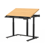 VersaDesk PowerLift Triad 48"W Electric Adjustable Drafting Table, Bamboo/Black (TRDT-4830-BNB)