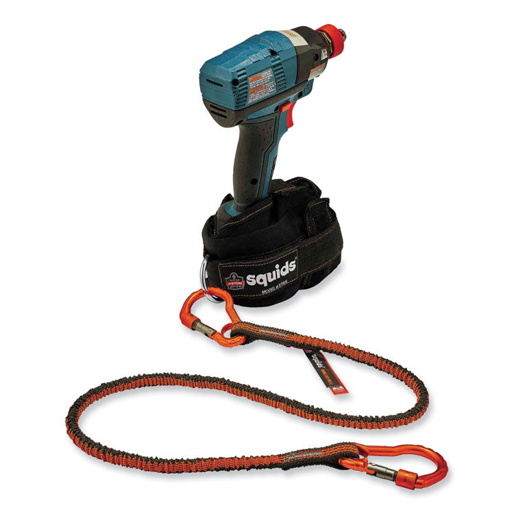 Squids 3110F(x) Tool Lanyard with Aluminum Carabiners, 10 lb Max Working Capacity, 38" to 48" Long, Orange/Gray