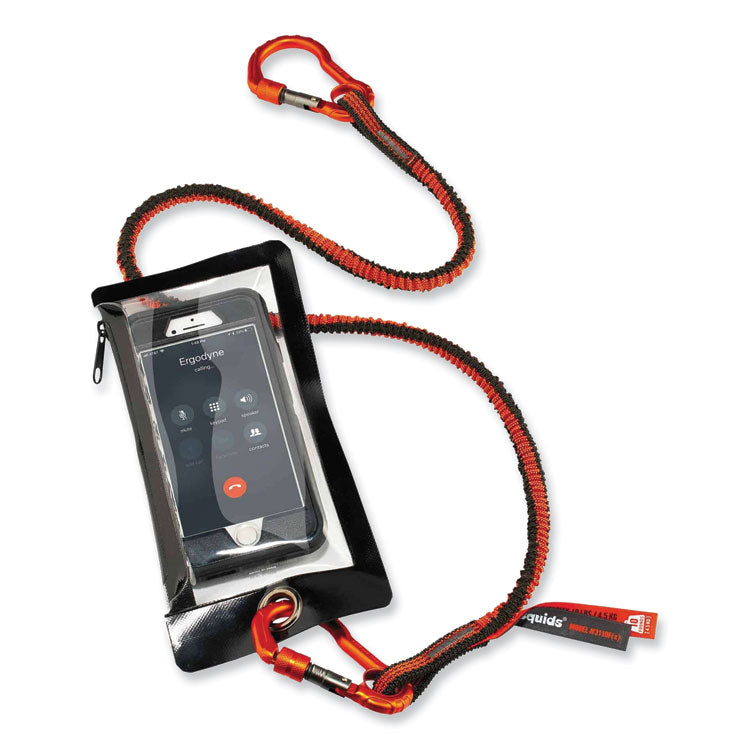 Squids 3110F(x) Tool Lanyard with Aluminum Carabiners, 10 lb Max Working Capacity, 38" to 48" Long, Orange/Gray