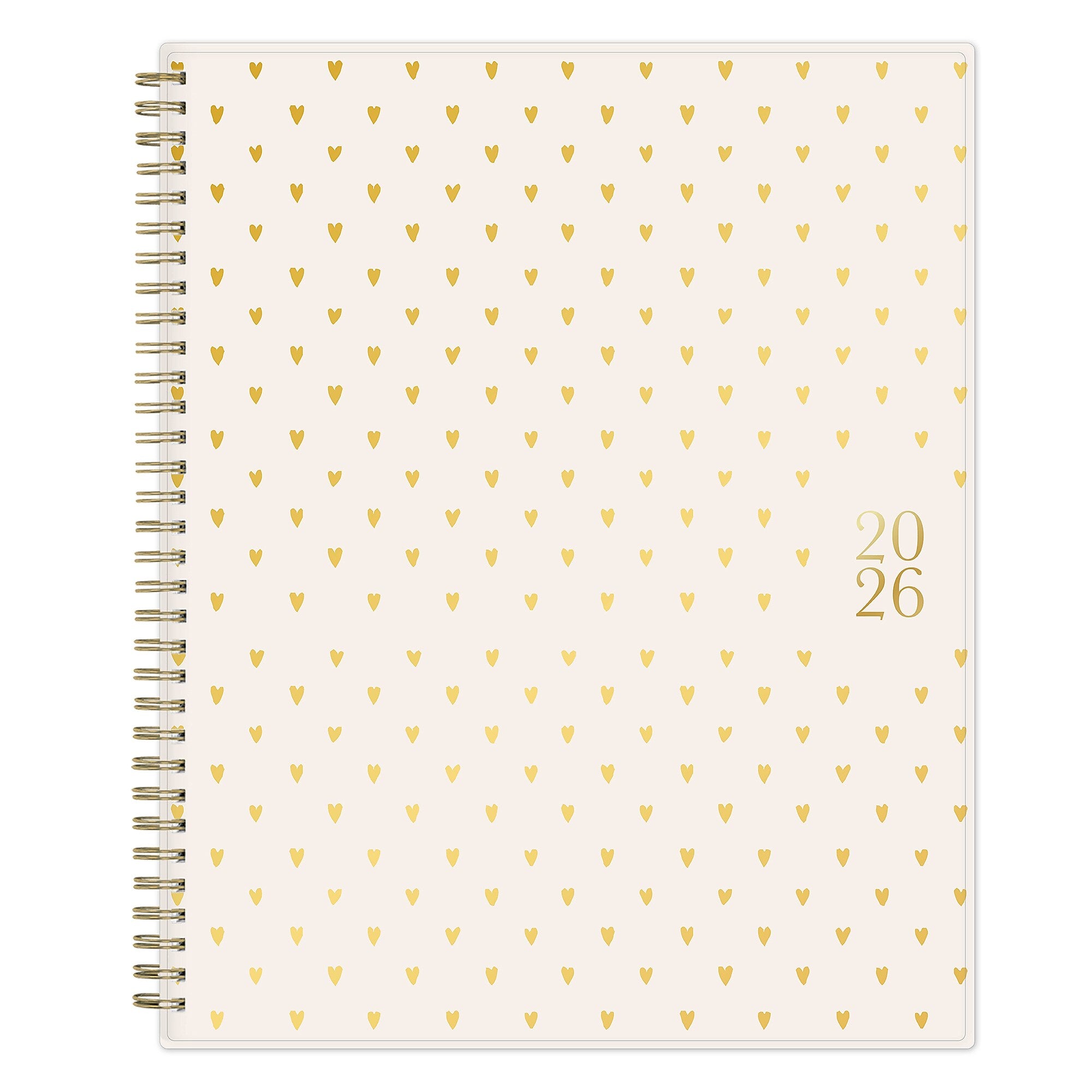 2026 Blue Sky Bespoke Letterpress Cream Hearts 8.5" x 11" Calendar Year Weekly & Monthly Planner, Plastic Cover (156227)