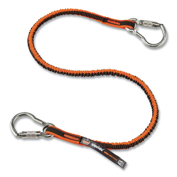 Squids 3111F(x) Tool Lanyard with Stainless Steel Carabiners,15 lb Max Working Capacity, 38" to 48" Long, Orange/Gray