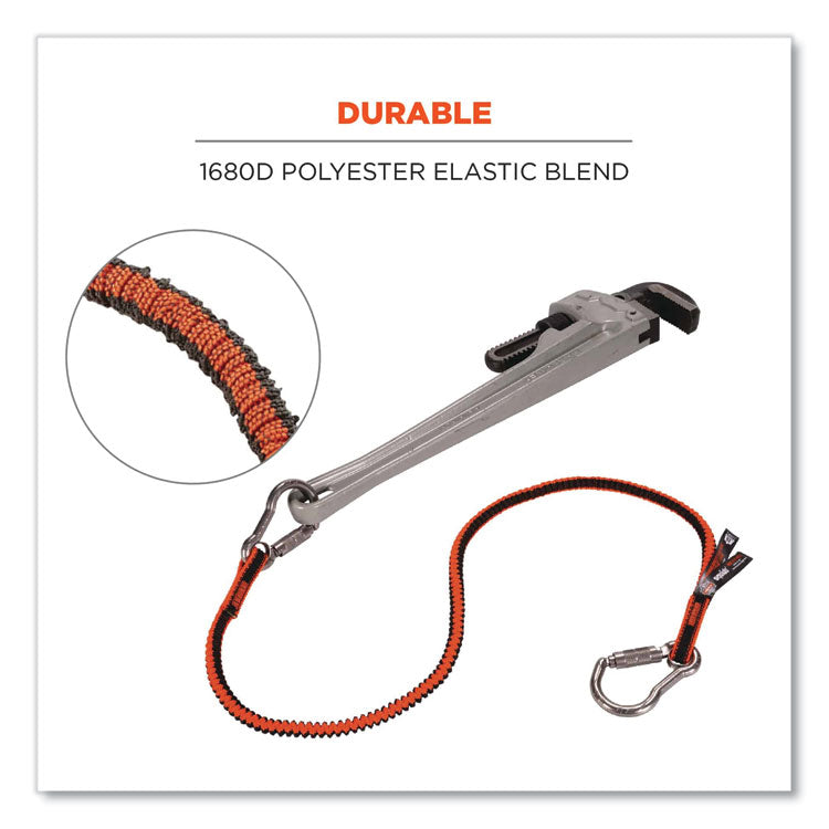 Squids 3111F(x) Tool Lanyard with Stainless Steel Carabiners,15 lb Max Working Capacity, 38" to 48" Long, Orange/Gray