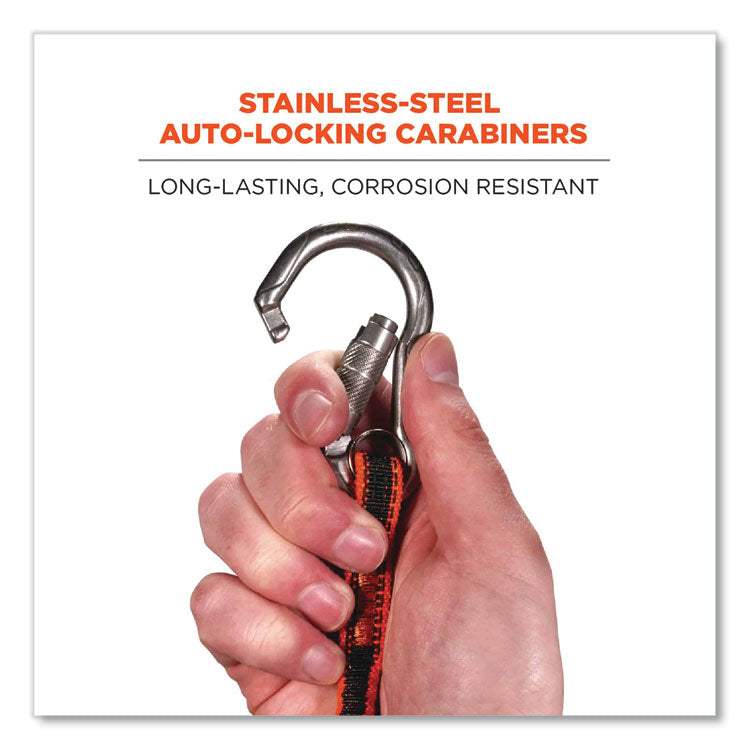 Squids 3111F(x) Tool Lanyard with Stainless Steel Carabiners,15 lb Max Working Capacity, 38" to 48" Long, Orange/Gray
