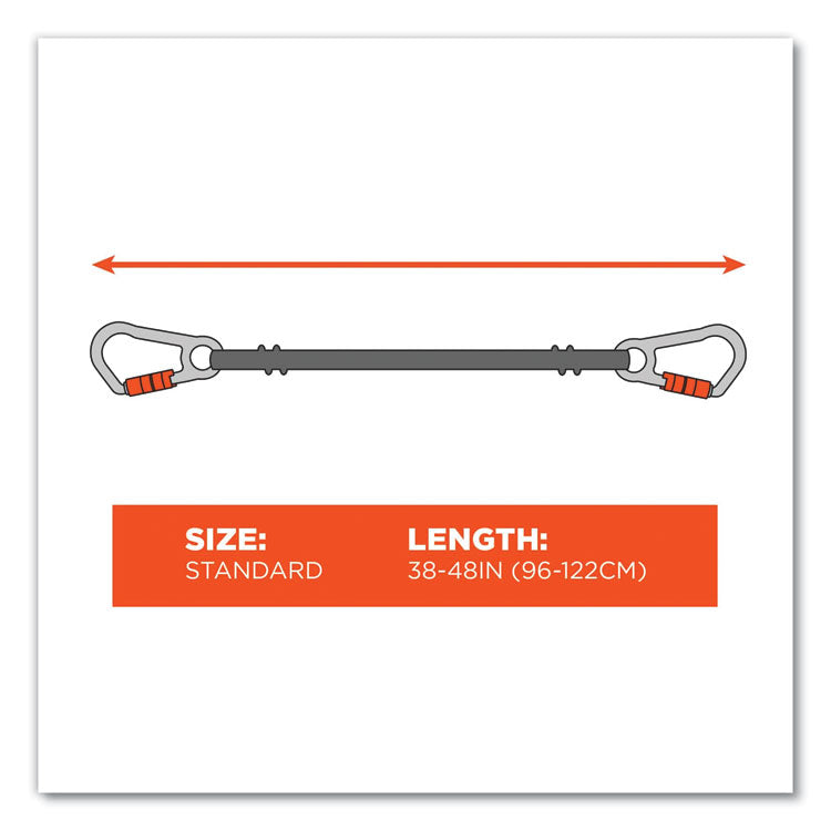 Squids 3111F(x) Tool Lanyard with Stainless Steel Carabiners,15 lb Max Working Capacity, 38" to 48" Long, Orange/Gray