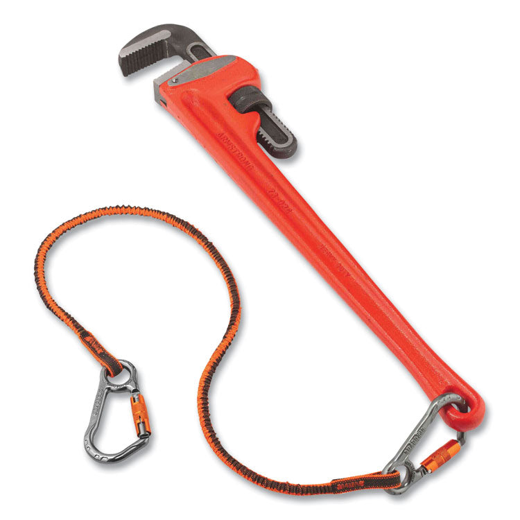 Squids 3118F(x) Tool Lanyards with Locking Aluminum Carabiners, 15 lb Working Capacity, 38" to 48" Long, Orange/Gray