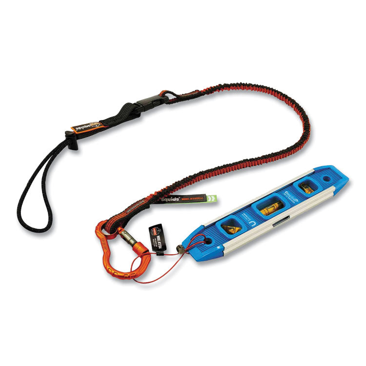 Squids 3102F(x) Tool Lanyard with Aluminum Carabiner + Cinch-Loop, 5 lb Max Working Capacity, 38" to 48", Orange/Gray