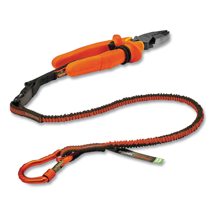 Squids 3102F(x) Tool Lanyard with Aluminum Carabiner + Cinch-Loop, 5 lb Max Working Capacity, 38" to 48", Orange/Gray