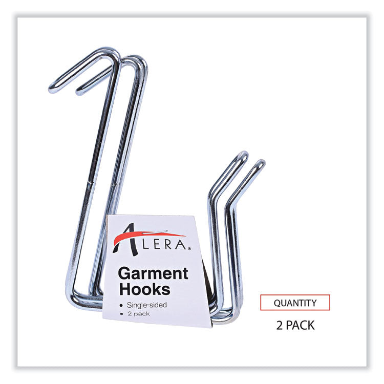 Single Sided Partition Garment Hook, Steel, 0.5 x 3.13 x 4.75, Over-the-Door/Over-the-Panel Mount, Silver, 2/Pack